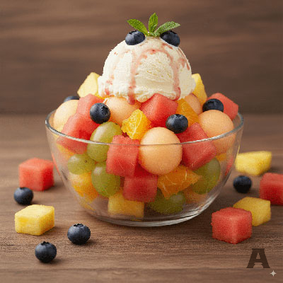 FRUIT SALAD WITH ICE CREAM